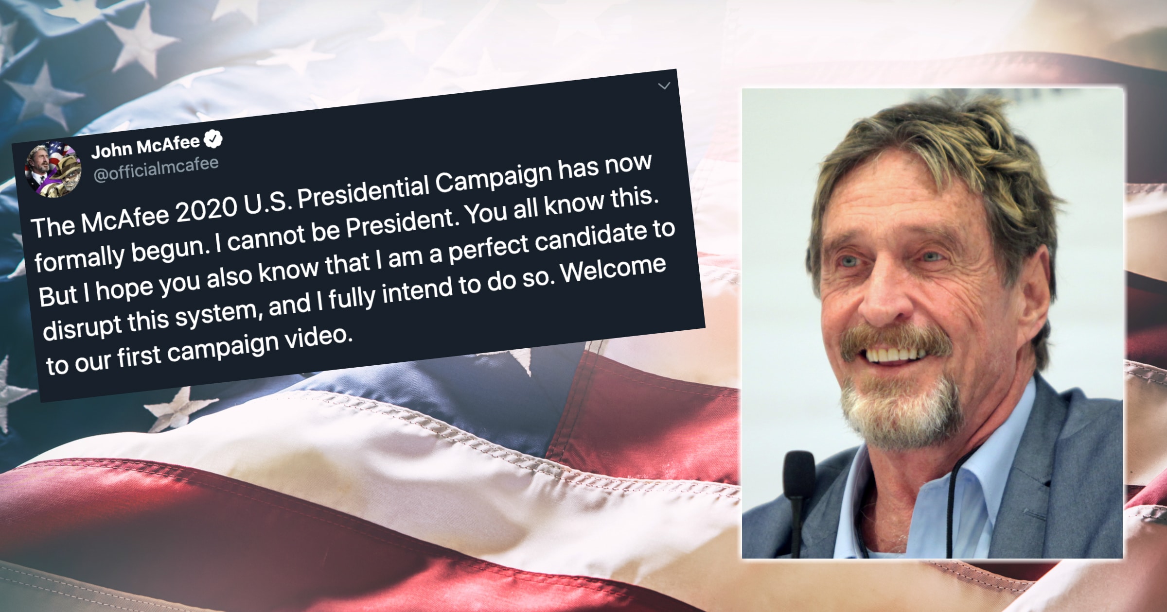 Om inte bitcoin stiger snart kan McAfee bli den första presidenten som äter sin egen penis