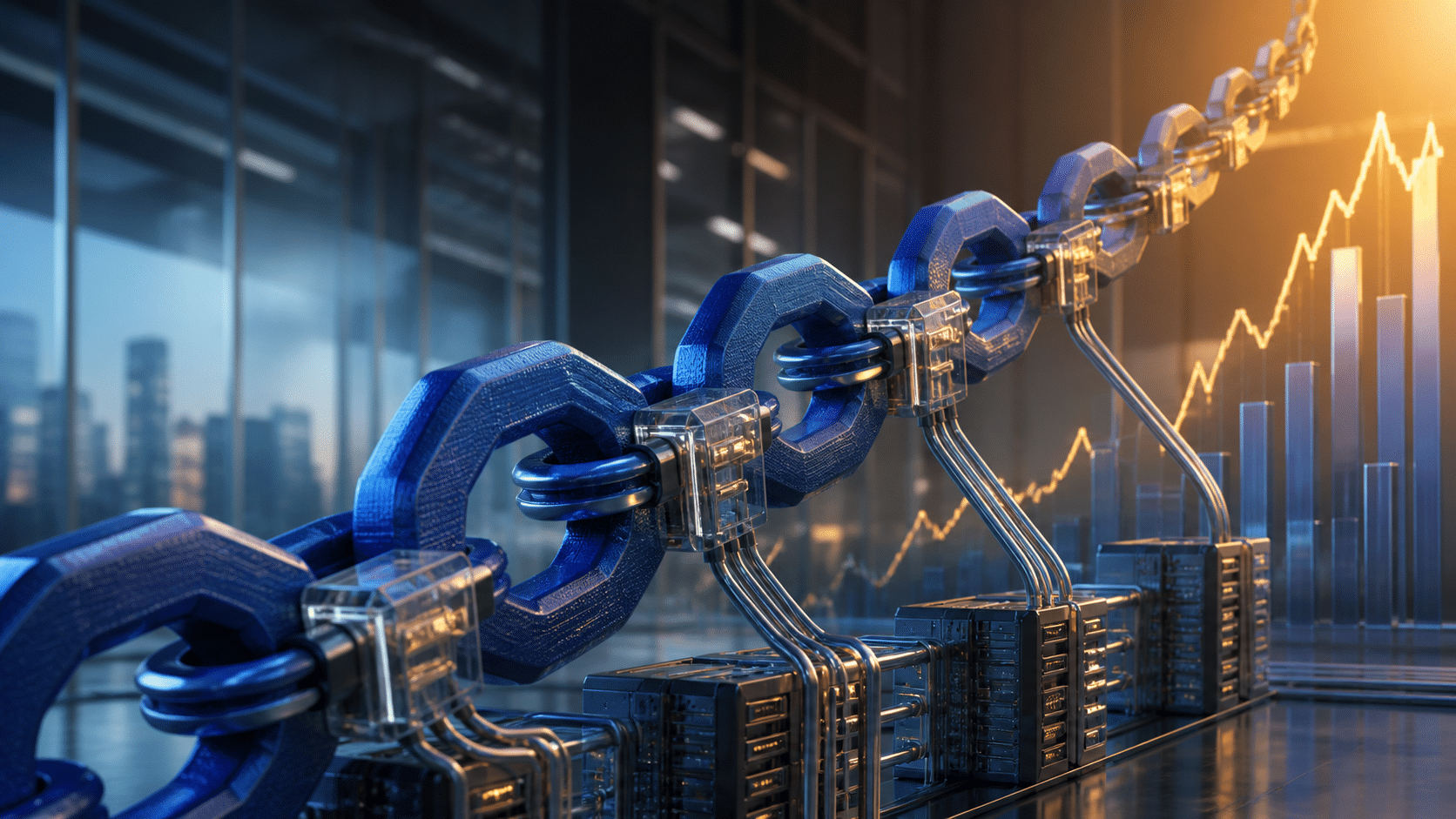 Abstrakt Chainlink-infrastruktur kopplad till marknadsdata